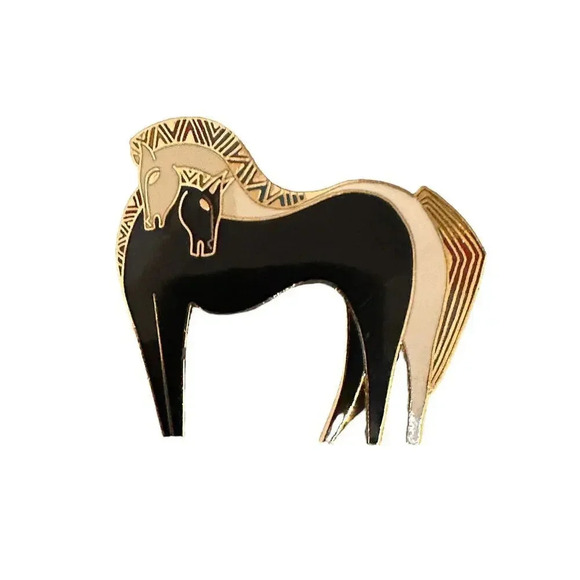 Vintage Laurel Burch Embracing Horses Gold Tone Brooch - Picture 3 of 3